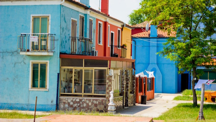 Burano Venice blue walls and balconies