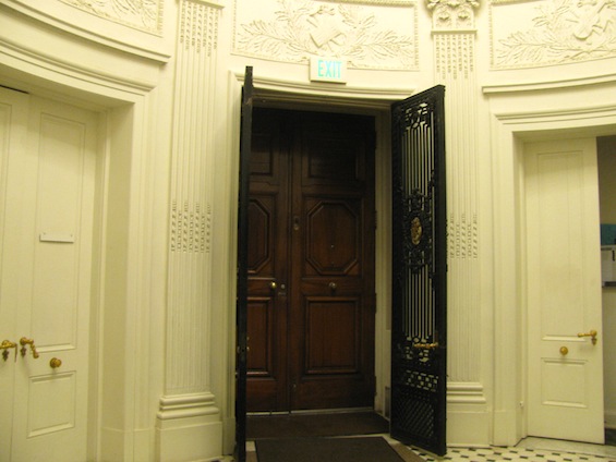 colorado Springs school foyer with wood door