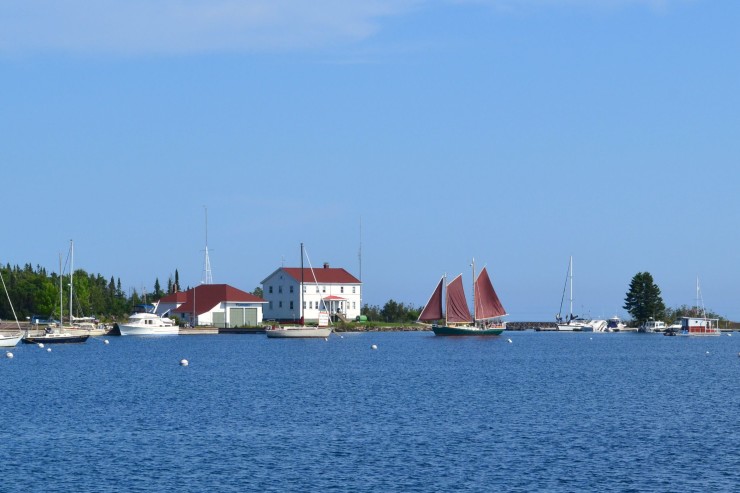 Grand Marais Minnesota sailboat and harbor