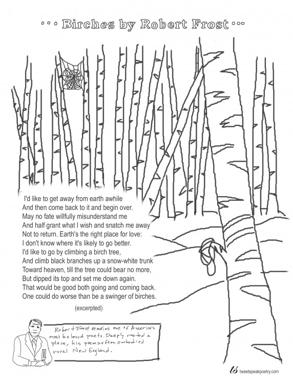 Coloring Page Poems: Birches by Robert Frost