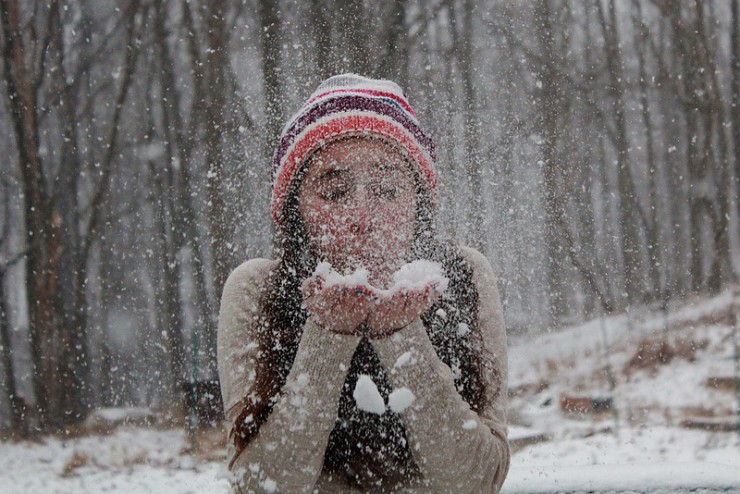 Girl blowing snow poetic voices relationships Dinah Dietrich and Diane Lockward