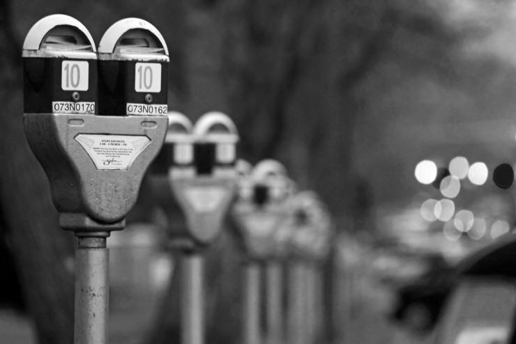 Artist Date at the IRS - black and white parking meters