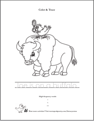 Molly and Joe Fun Reading Activities Coloring Pages Joe on Buffalo