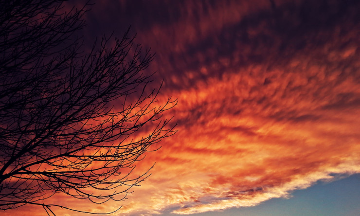 Metz Michigan Fire red sunset clouds like fire