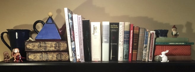 shelf of cookbooks