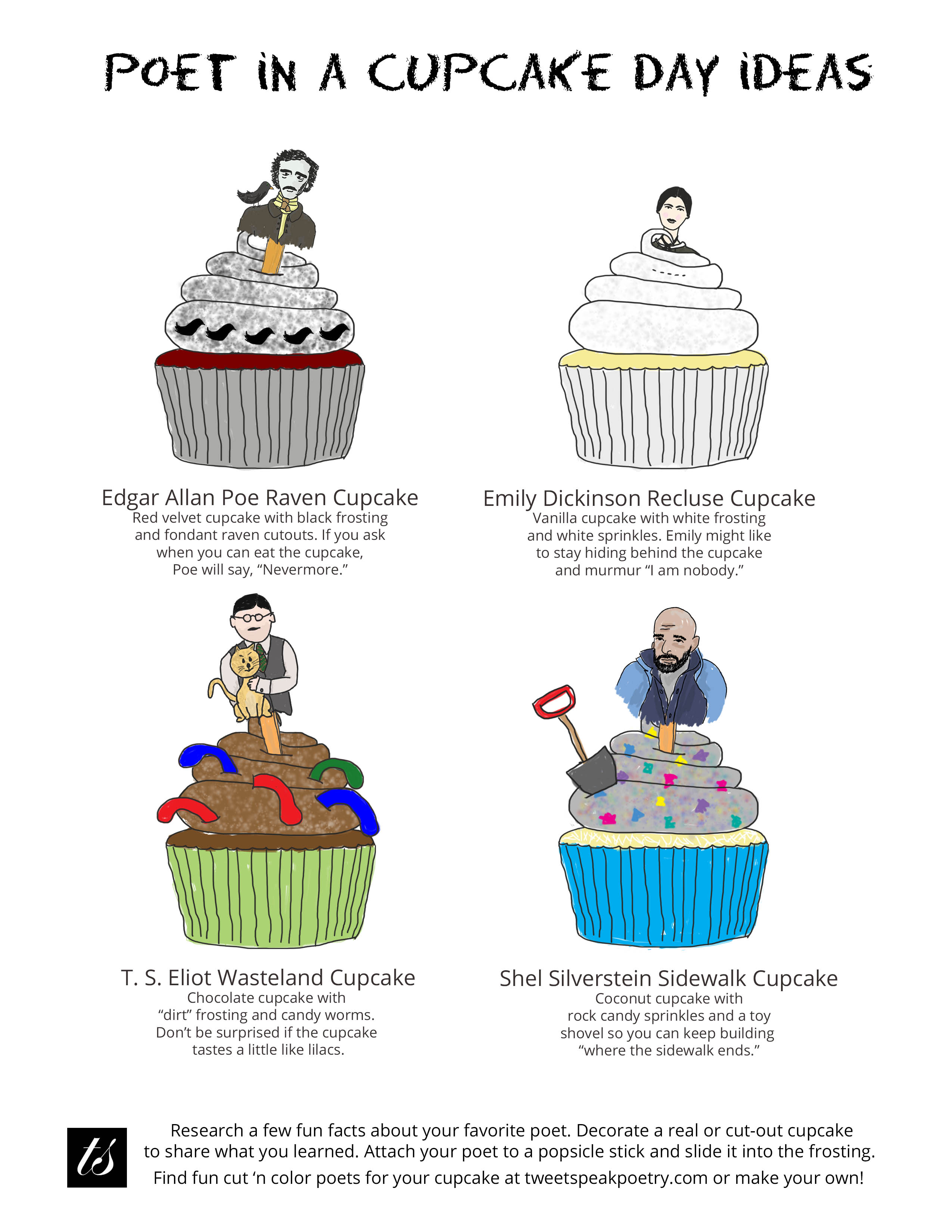 Printable Poet in a Cupcake Cutout & Ideas