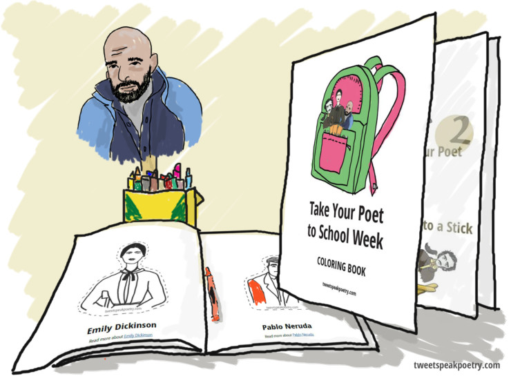 free take your poet to school week coloring book feature