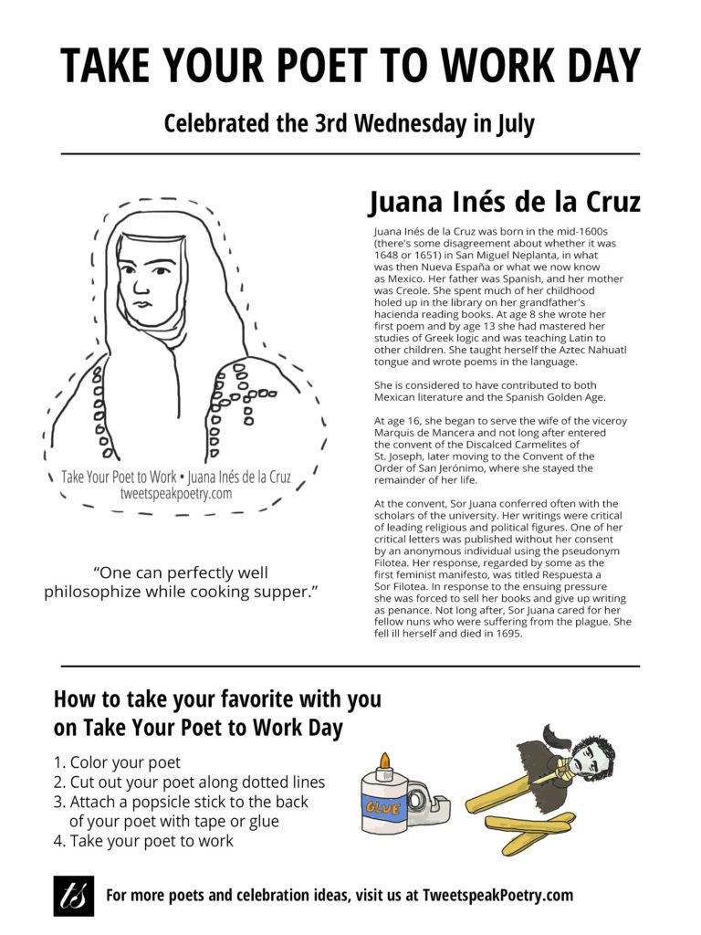 Take Your Poet to Work Printable Juana Ines de la Cruz