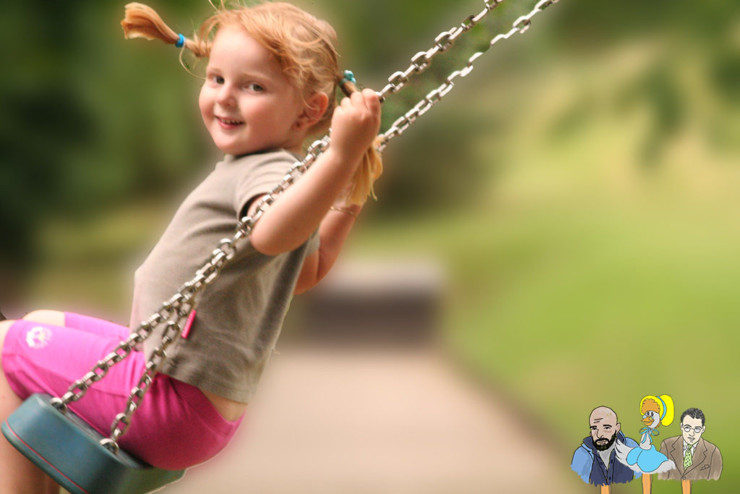 Take your Poet to School Week girl on swing