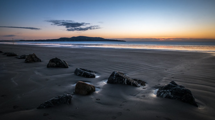 Rock line on beach