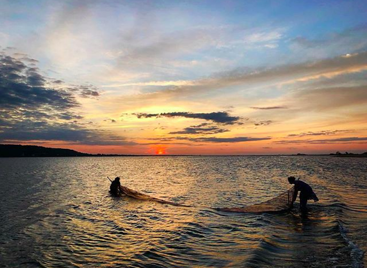 Fishermen at Sunset Sandy Hook New Jersey