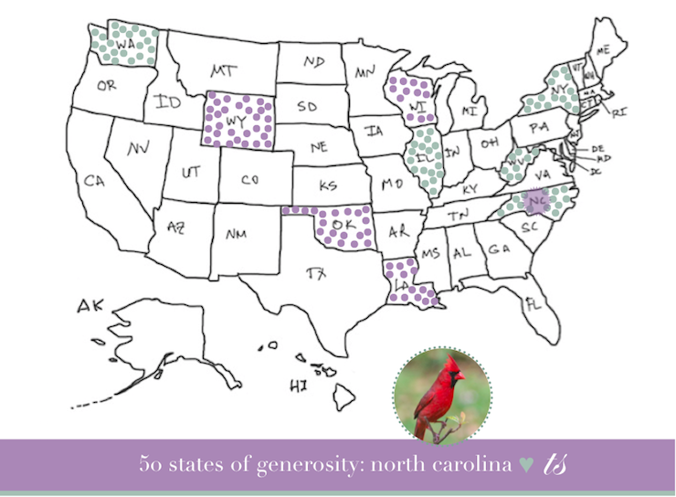 North Carolina colored on US map United States map