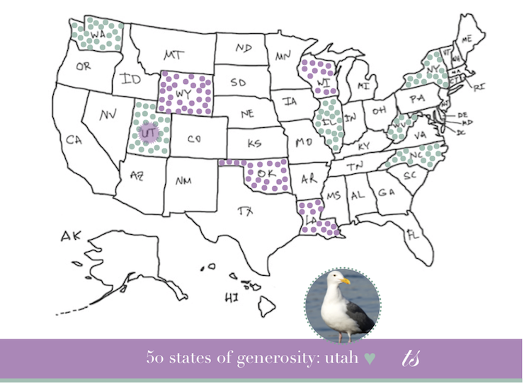 Utah colored on United States map