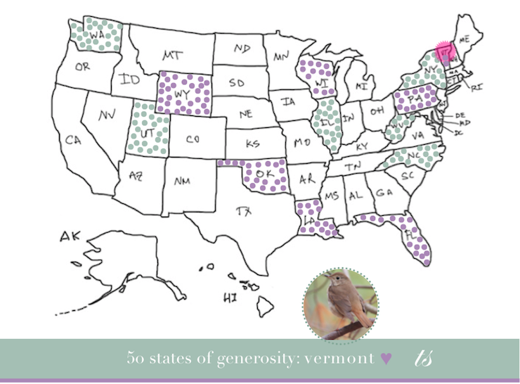 vermont colored in on united states map