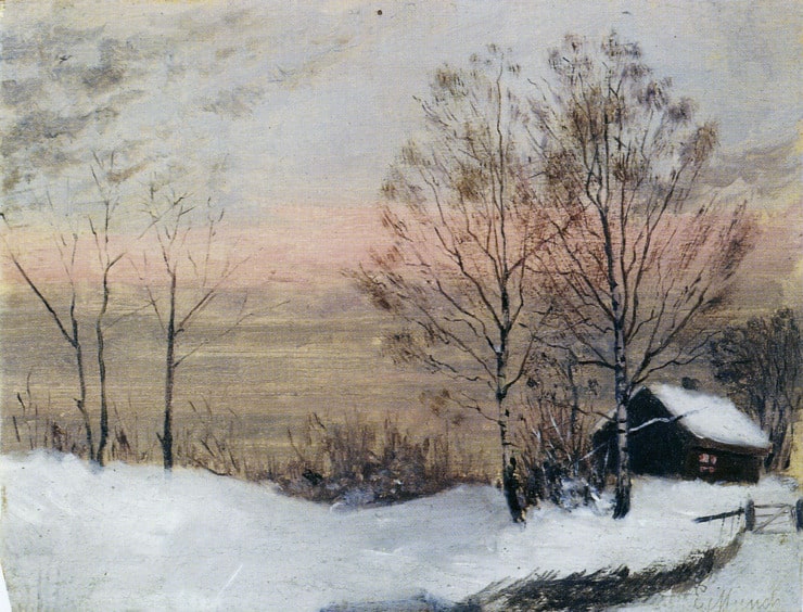 winter scene with a barn 