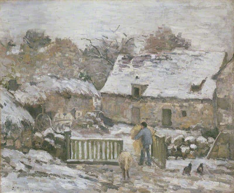 winter scene in front of farmhouse