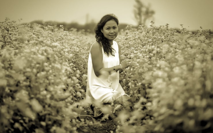 Woman in field Perez Santa Tarantula